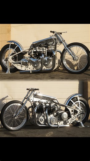 Custom Built Triumph Twin Engine Drag Bike 🇬🇧😎🇺🇸 #triumph #triumphuk #bobber #chopper #vintagetriumph #triumphcustoms #triumphmotorcycles #triumphamerica | Dream Drives