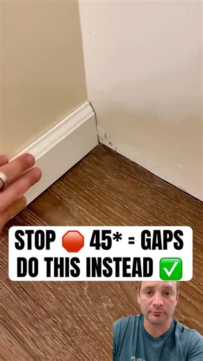 🚫 Stop Cutting Baseboards at 45° — Do THIS Instead! #DIY