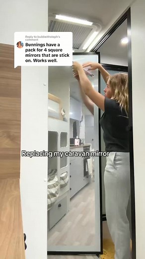 Replying to @buildwithsteph Replacing the Kmart stick on mirror to Bunnings stick ons. Which is better🙈 #mirror #caravan | Chloe Dillon