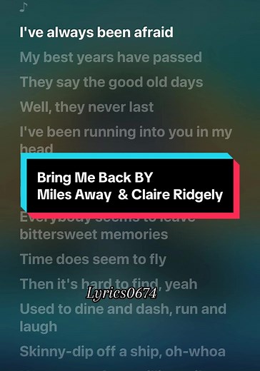 Bring Me Back Lyrics by Miles Away & Claire Ridgely