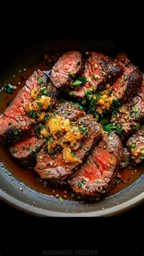 Handmake Recipes on Instagram: "Sizzling Brazilian Garlic-Butter Steak 🥩🧄💪 58g Protein Inspired by Brazilian steakhouses, this sizzling garlic-butter steak is juicy, bold, and bursting with flavor. Perfectly seared beef finished with golden garlic butter delivers a simple yet irresistible high-protein meal. 📝 Ingredients: 🧄🧈🥩 ✦ 500 g beef steak (sirloin or rump), sliced thick ✦ Salt to taste ✦ Black pepper to taste ✦ 2 tbsp olive oil ✦ 3 tbsp butter ✦ 5 cloves garlic, finely chopped ✦ 1 t