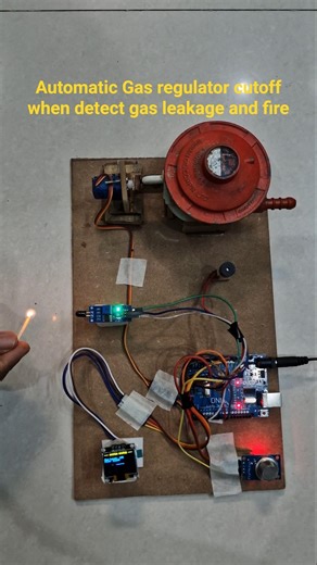 Automatic gas regulator cutoff when detect any gas leakage and fire #arduino #shortvideo #diy #home