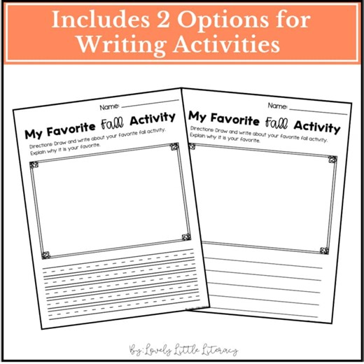 All About Fall Reading & Writing Activities for Kindergarten, 1st, 2nd Grade