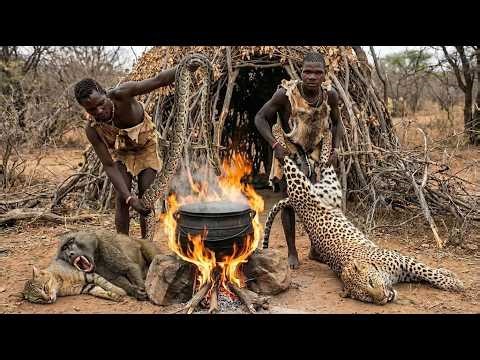 Primitive survival life — ancient hunting in the African wilderness with the Hadzabe tribe