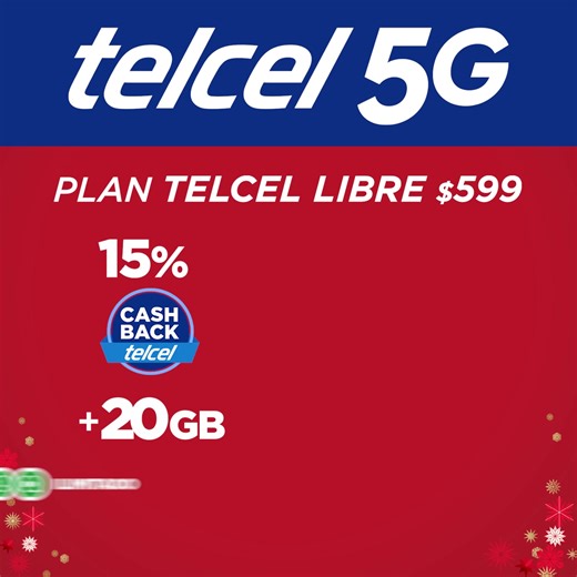 Esta Navidad con Telcel Planes Libres recibe más GIGAS con red 5G, por tan solo $599 al mes, Telcel tu mejor decisión 📱 | Telcel