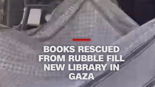 Books rescued from rubble fill new library in Gaza