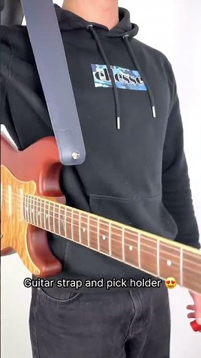 🎸 Leather Guitar Strap & Pick Holder – Perfect Duo for Guitarists!