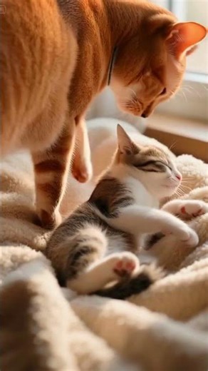 Kitten Wakes Up from a Nightmare, and Mama Cat’s Reaction Melts Hearts 💕