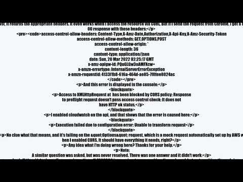 API Gateway request works through CURL but fails when called via JS XMLHttpRequest