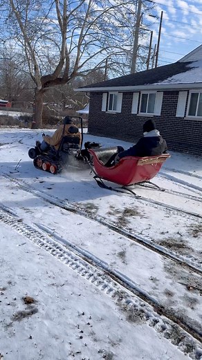 Testing out the tow behind Sled 😮 #reelsvideo #trackedchair #sledding #Sleigh #sled #custombuild #GoKart #fabrication #tracked #towing #fun #speed #offroad #fyp | Buildadadgarage