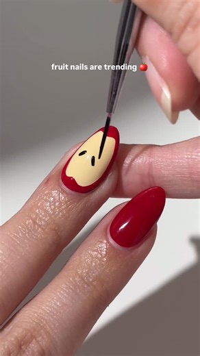 Lights Lacquer on Instagram: "How to create the trending apple nails for spring 🍎 Shop our Friends & Family Sale: 30% OFF Sitewide, all weekend long! Plus, snag a LE GWP on all orders $75+ Products used: As If! Is Butter A Carb?, Tuxedo Mask, Dotting Tool Kit, Detail Brush, Nail Art No Smudge Top Coat, and Instagloss. #springnails #fruitnails #applenails #nailinspo #diynails"