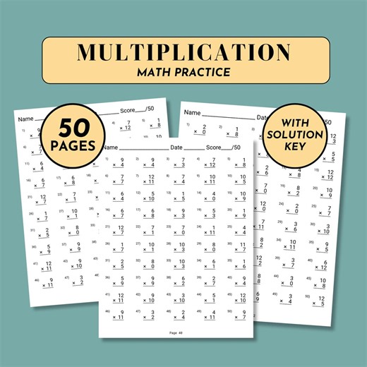 Multiplication Worksheets 3rd Grade Math Fact Fluency Times Tables Practice Printable Drill Sheets 0-12 Homeschool Morning Work PDF - Etsy