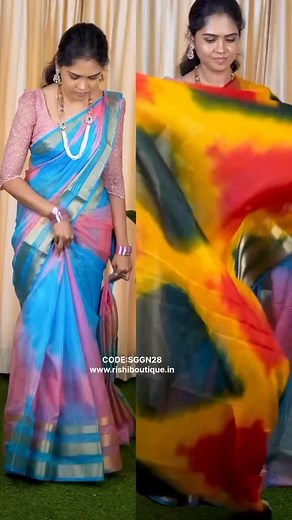 32K views · 607 reactions | Code: SGGN28✨ Rs.850/-only. Kora organza sarees with sequence work border. Avl in 2 colours. WhatsApp 9994658802 /www.rishiboutique.in #short #rishiboutique #koraorganza #sarees | Rishi Boutique | Facebook