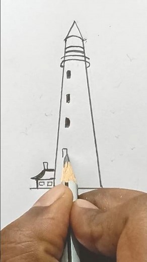 How to Draw a Lighthouse Easily – Step by Step Tutorial ||#drawing #art #draw #short #shorts
