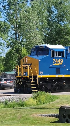 Newly rebuilt CM44AH 7449 rips through the crossing on the Wabtec test track with 3 other units! 63