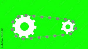 Drive belt animation on green background seamless loop. 4k Stock Video