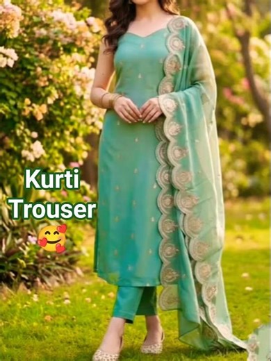 Trousers kurti design//summer special kurti trouser #short #viral 🥰🥰🥰🥰