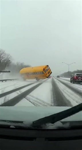 School Bus Triggers Major Highway Crash in Snowstorm 🚍