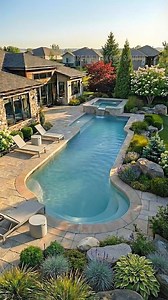 614K views · 8.8K reactions | Calm Backyard Evenings ✨ A backyard concept focused on balance, proportion, and atmosphere. Soft curves, natural materials, and a calm pool setting designed to inspire modern residential outdoor spaces. This project explores how lighting, planting, and layout can shape a peaceful evening mood at home. #BackyardConcept #GardenDesignInspiration #OutdoorLiving #ResidentialLandscape #PoolsideDesign #ModernGarden #EveningMood | Dream Makers Studio | Facebook