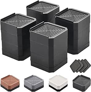 Bed Risers Furniture Risers Heavy-Duty Rectangular Adjustable Block Lift to 3 inches and 4.3 inches Desk, Sofa, Chair Legs, Refrigerator, Washing Machine Support up to 4000 pounds