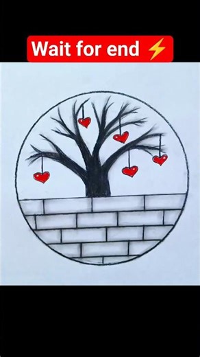 ❤️ Beautiful Love Tree Drawing in Circle 🌳 | Easy Art #shorts #ytshorts #drawing #viral #art