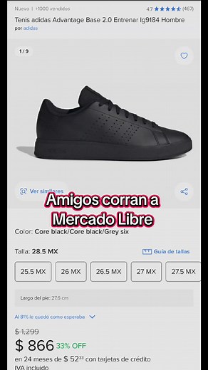Compra Tenis Adidas Advantage Base 2.0 Negros