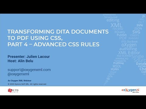 Webinar: Transforming DITA documents to PDF using CSS, Part 4 – Advanced CSS Rules