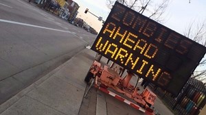 Traffic sign warns of 'zombies ahead'