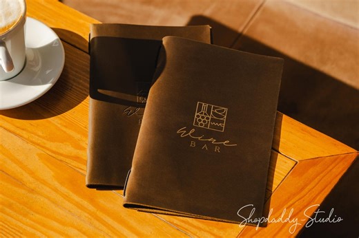 Leather Menu Cover With Logo: Custom Menu Folder for Restaurant, Cafe & Bar - Etsy