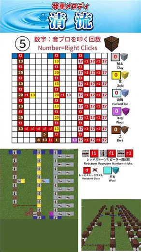 発車メロディ「清流」マイクラ音符ブロック演奏の作り方