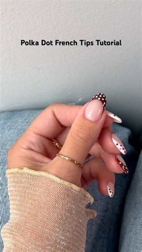 So obsessed with polka dot French tips 🎀🍦🤎 #shorts #polkadot #nails #frenchtips #nailart #tutorial