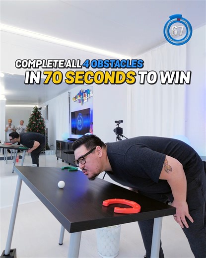 4 obstacles and only 70 seconds to win it ⏲️ How far would you go? 👀 #partygames #ChallengeAccepted #obstaclecourse #gamenight #FamilyFun | Outscord