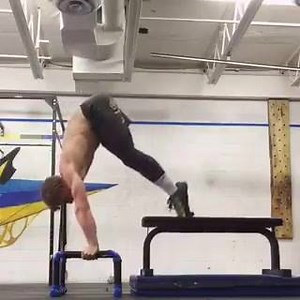 "Handstand accessory work... Working on shoulder position and finding that balance point with open hips. Not always perfect but I'm putting in the work! Try it on parallettes or with flat hands. Make sure the bench is slippery or put socks over your shoes haha. The higher the bench is relative to the hands the easier it becomes." —Brent Fikowski | CrossFit
