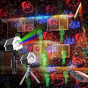 Christmas Laser Projector - 5 in 1 Outdoor Light Show with 3 Colors, Remote & Timer - Firefly Star Shower