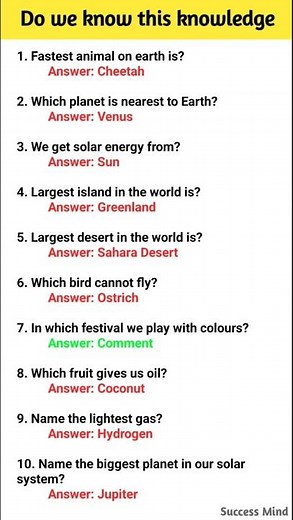 Basic General Knowledge Questions and Answers | Easy GK for Students