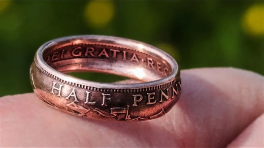 Turning a British halfpenny coin into a ring
