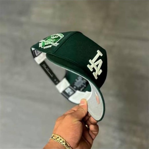 New Era LA Dodgers Snapback Hat | Green White Adjustable Cap - Etsy