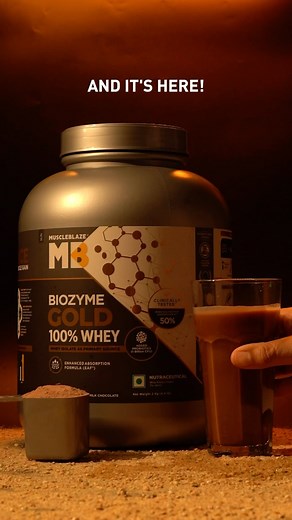 MuscleBlaze on Instagram: "Lo & behold, the crown jewel has arrived - Biozyme Gold 100% Whey. ⚡️ Each scoop packs 26g protein, BiomePro probiotics & uses Whey Isolate as primary source. Fortified with patented EAF technology, Biozyme Gold has quite literally struck Gold! 💪🏻 #muscleblaze #ziddi #biozyme #goldwhey"