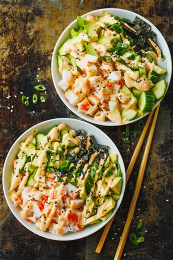 64K views · 818 reactions | California Roll Sushi Bowls are Brilliant! RECIPE: https://natashaskitchen.com/california-roll-bowls/ | NatashasKitchen.com | Facebook
