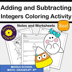 Adding and Subtracting Integers Halloween Math Coloring Activity