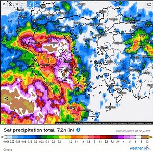 Some satellite-est precip maps from Weather.US for the Greece and Libya floods. Benghazi's annual precipitation is 10", which fell in some areas in a day. The daily chance of rain in the first week in September is 1% and the average monthly precip is 0.14. | WeatherMatrix | Facebook