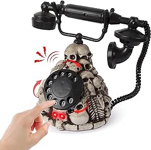 Telephones Halloween Decorations Spooky Vintage Phone Decoration with Rotary Dial Phone, for Halloween Interior Decoration, Tabletop Figurine, Haunted House Props,Party Gifts