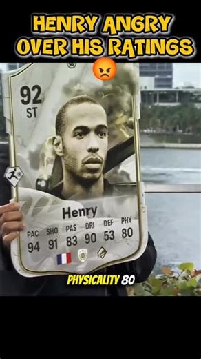 ⚽ Decoded Reality | Inside the Game on Instagram: "Thierry Henry Furious Over His FIFA Ratings 😂 | “Only 80 Physical?!” #football Kate Abdo reveals Thierry Henry’s FIFA-style player ratings on the CBS Sports Champions League show, and things get hilarious fast! ⚽😂 When Henry sees his physicality score at just 80, he’s not impressed at all — insisting it should’ve been at least 90! Despite having an overall 92 rating, Henry jokingly throws his scoreboard off the table in protest, sending Micah
