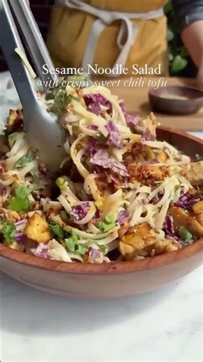 Vegan Sesame Noodle Salad Recipe | Easy Pad Thai Rice Noodles (Gluten-Free) 🌿🍜
