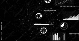 Opening on black network field, vortex pulsing while gauges and charts animating data visualization
