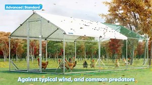Quictent Advanced Series 24x9 ft Metal Chicken Coop Run with Side Hardware Cloth, Large Walk-in Outdoor Poultry Cage Heavy Duty Predator Proof Hen Duck Rabbit Farm Pen House, Waterproof Anti-UV Cover