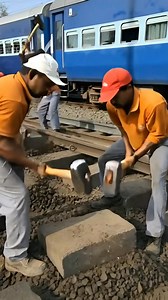 Railway workers repairing tracks under sunlight #reelsfypシ #trains #railway #trackman #railroad #workers #repairing #sunlight #rpbaindianrailway | RPBA Indian railway
