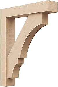 Timberthane Rough Cedar Faux Wood Balboa Block Bracket w/Offset Brace, 3 1/2"W x 18"D x 22"H, Primed Tan