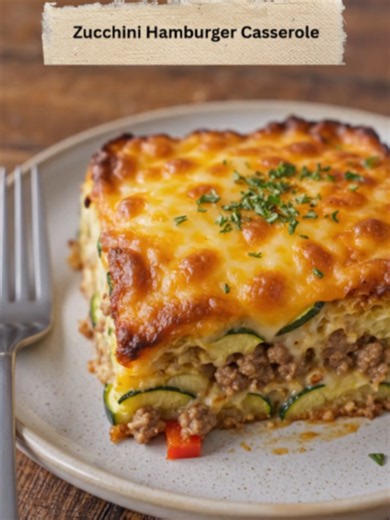 Zucchini Hamburger Casserole This easy Zucchini Hamburger Casserole is a hearty, cheesy dinner made with seasoned ground beef, tender zucchini, and melted cheddar. It's a simple, family-friendly meal that's packed with flavor and perfect for busy weeknights. 😍 Full recipe is on my Bio ⬆️