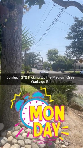 Burrtec 1376 Picking Up the Medium Green Garbage Bin